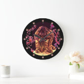 WILD CAT KITTEN, ZWARTE RODE VLOERSWIRLS GROTE KLOK (Huis)