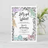 Wild Cat Oerwoud Verjaardagsfeestuitnodiging Kaart (Staand voorkant)