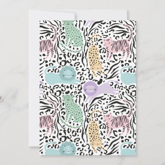 Wild Cat Oerwoud Verjaardagsfeestuitnodiging Kaart (Achterkant)