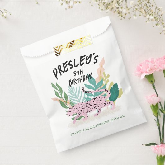 Wild Cat Party Dier Gepersonaliseerde Favor Bag Bedankzakje (Gezegeld)