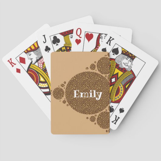 Wild Cat Print Brown Large Animal Pattern Modern Pokerkaarten (Achterkant)