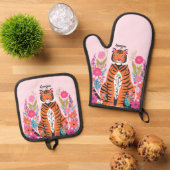 Wild Cat Tiger Ovenwant & Pannenlap Set (Top down)
