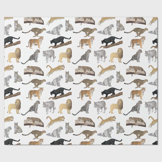 Wild Cats Pattern Cadeaupapier (Zoom)