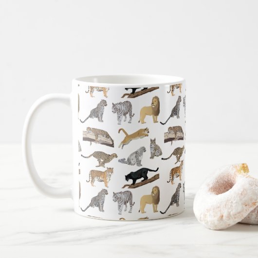 Wild Cats Pattern Koffiemok (Met donut)