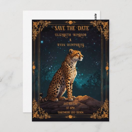 Wild Cheetah bruiloft uitnodiging (Voorkant / Achterkant)
