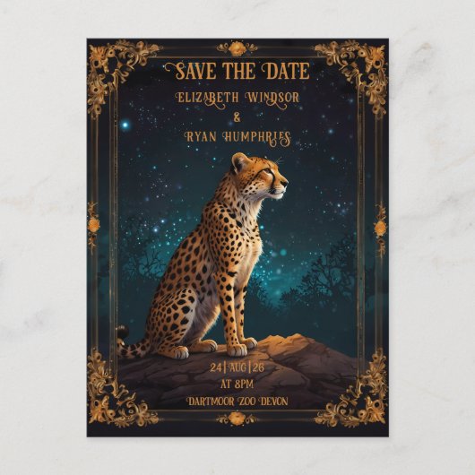 Wild Cheetah bruiloft uitnodiging (Voorkant)