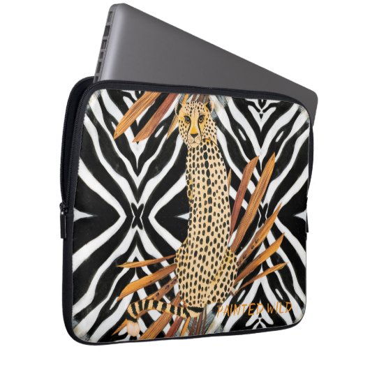 Wild Cheetah Laptop Sleeve (Voorkant Rechts)