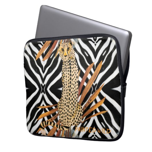 Wild Cheetah Laptop Sleeve (Voorkant Links)