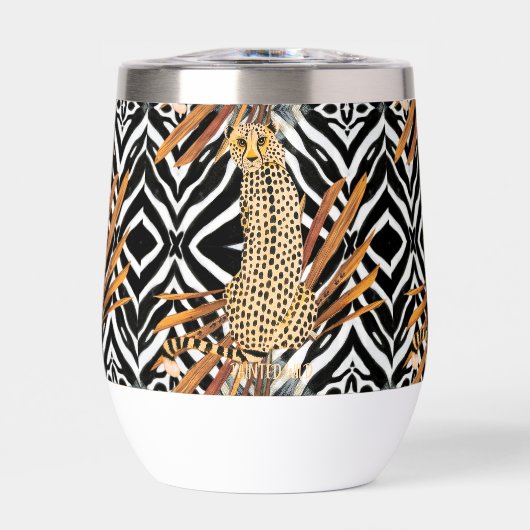 Wild Cheetah Wine Tumbler – African Wildlife Art (Voorkant)