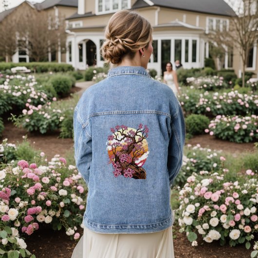Wild Cherry Blossom Denim Jacket (Huwelijk Achterkant)