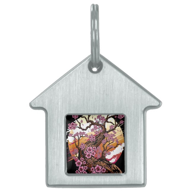 Wild Cherry Blossom Huisdieren Naamplaatje (Voorkant)