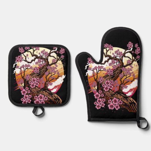 Wild Cherry Blossom Ovenwant & Pannenlap Set (Voorkant)