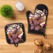 Wild Cherry Blossom Ovenwant & Pannenlap Set (Top down)