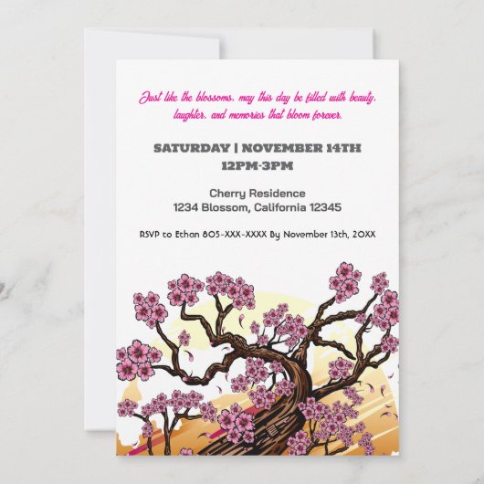 Wild Cherry Blossom Verjaardag Kaart (Achterkant)