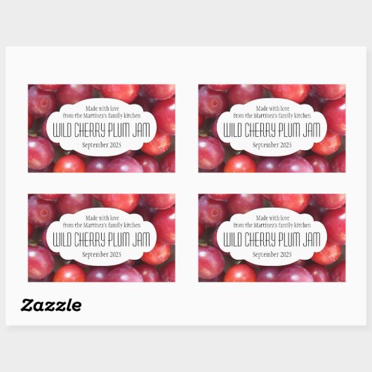 Wild Cherry Plum jam conserveringslabel sticker (Vel)