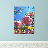 Wild Cherry roze Blossom Tree Canvas Afdruk (Insitu (Houten vloer))