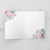 Wild chic floral waterverf 4 foto grid verjaardag kaart (Binnen)