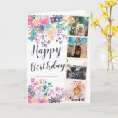 Wild chic floral waterverf 4 foto grid verjaardag kaart (Gele Bloem)