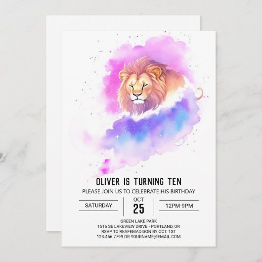 Wild Chic Lion Verjaardag Kaart (Voorkant / Achterkant)