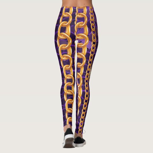 Wild Chic Pattern Gold lippen Gift Beauty Girly Fl Leggings (Achterkant)