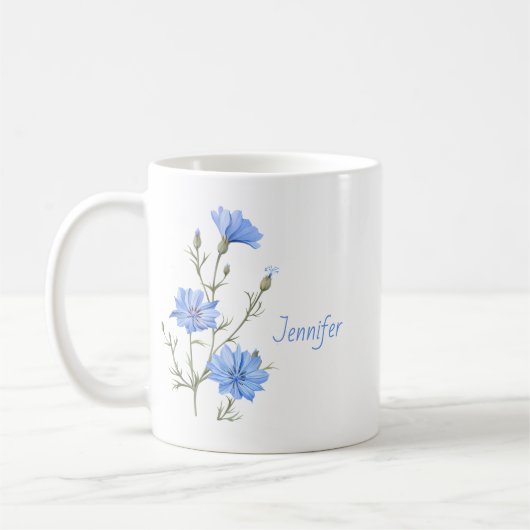 Wild Chicory Flower Botanical Custom Name Koffiemok (Links)