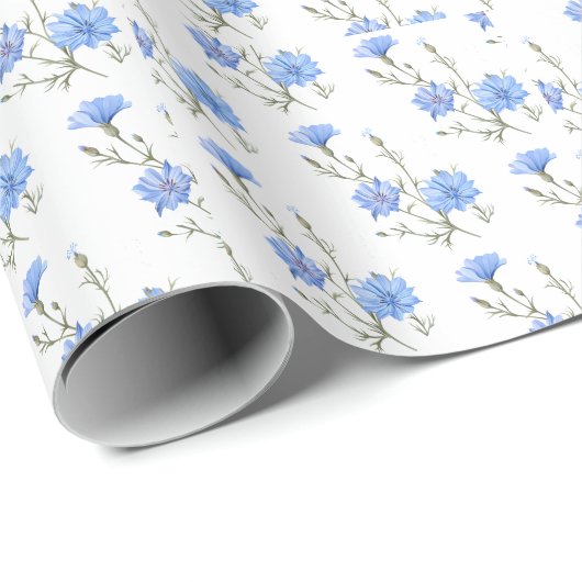 Wild Chicory Flower Botanical Waterverf Art Cadeaupapier (Rol Hoek)