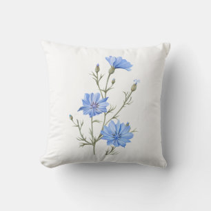 Wild Chicory Flower Botanical Waterverf Art Kussen