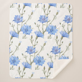 Wild Chicory Flower Botanical Waterverf Art Sherpa Deken