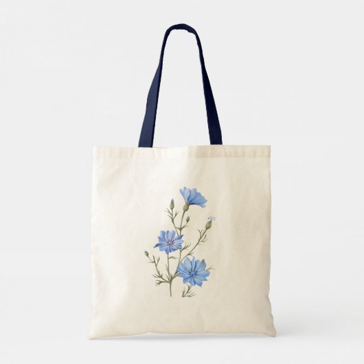 Wild Chicory Flower Botanical Waterverf Art Tote Bag (Achterkant)