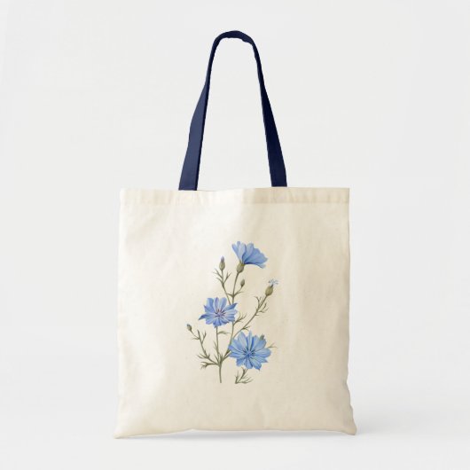 Wild Chicory Flower Botanical Waterverf Art Tote Bag (Voorkant)