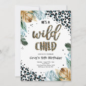 Wild Child Blue Boy Leopard Print Oerwoud Party Kaart (Voorkant)