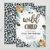 Wild Child Blue Boy Leopard Print Oerwoud Party Kaart (Voorkant / Achterkant)