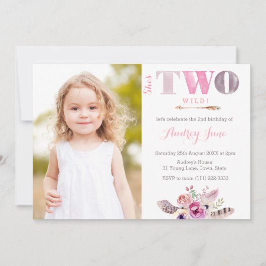 Wild Child Bohemian 2e verjaardag Afbeelding Kaart (Voorkant)