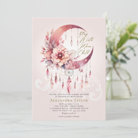 Wild Child Dreamcatcher kristallen Baby meisje dou Kaart (Staand voorkant)