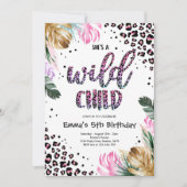 Wild Child Gold Pink Leopard Print Birthday Kaart (Voorkant)