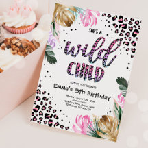 Wild Child Gold Pink Leopard Print Birthday