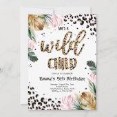 Wild Child Gold Pink Leopard Print Birthday Kaart (Voorkant)