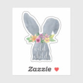 Wild Child | Kute Bunny Ears Flower Crown Quote Sticker (Vel)