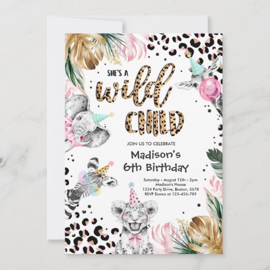 Wild Child Leopard Print Safari Animals Kaart (Voorkant)