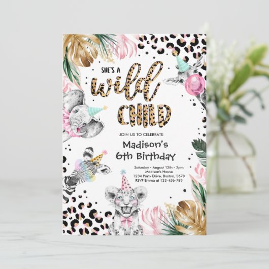 Wild Child Leopard Print Safari Animals Kaart (Staand voorkant)