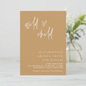 Wild Child Minimalist Mustard Boho Baby shower Kaart (Staand voorkant)