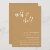 Wild Child Minimalist Mustard Boho Baby shower Kaart (Voorkant / Achterkant)