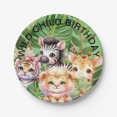 Wild Child Oerwoud Kawaii Animals Papieren Bordje (Voorkant)