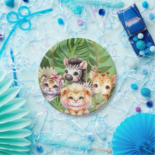 Wild Child Oerwoud Kawaii Animals Papieren Bordje (Feest)