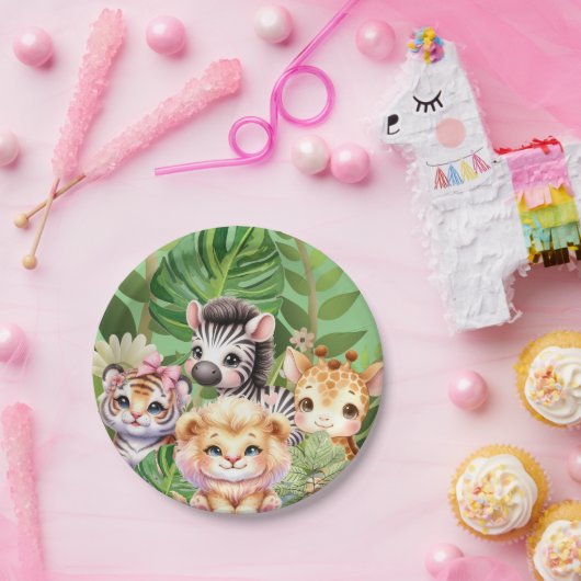 Wild Child Oerwoud Kawaii Animals Papieren Bordje (Feest)