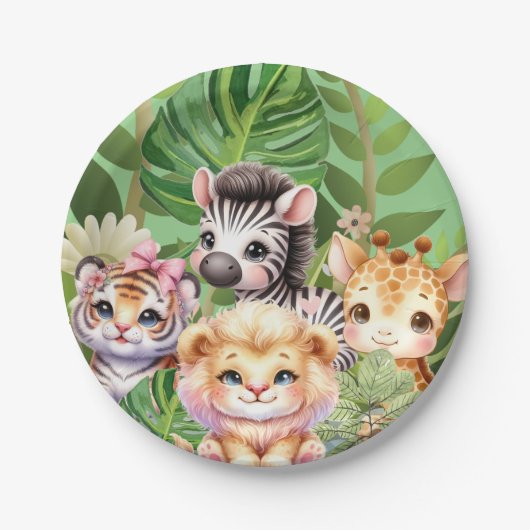 Wild Child Oerwoud Kawaii Animals Papieren Bordje (Voorkant)