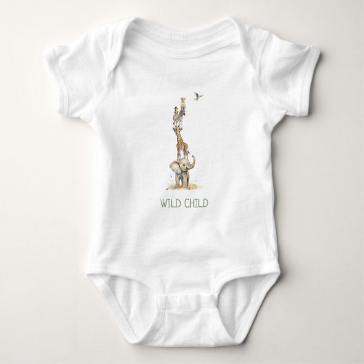 WiLD CHILD Oerwoud Safari Dieren Baby Bodysuit (Voorkant)