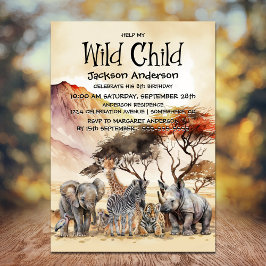 Wild Child Safari Dieren Verjaardag Kaart