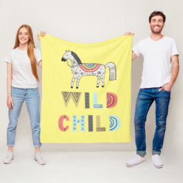 Wild Child Scandinavian Horse Baby Yellow Fleece Deken