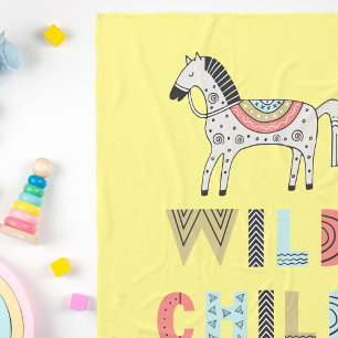Wild Child Scandinavian Horse Baby Yellow Fleece Deken